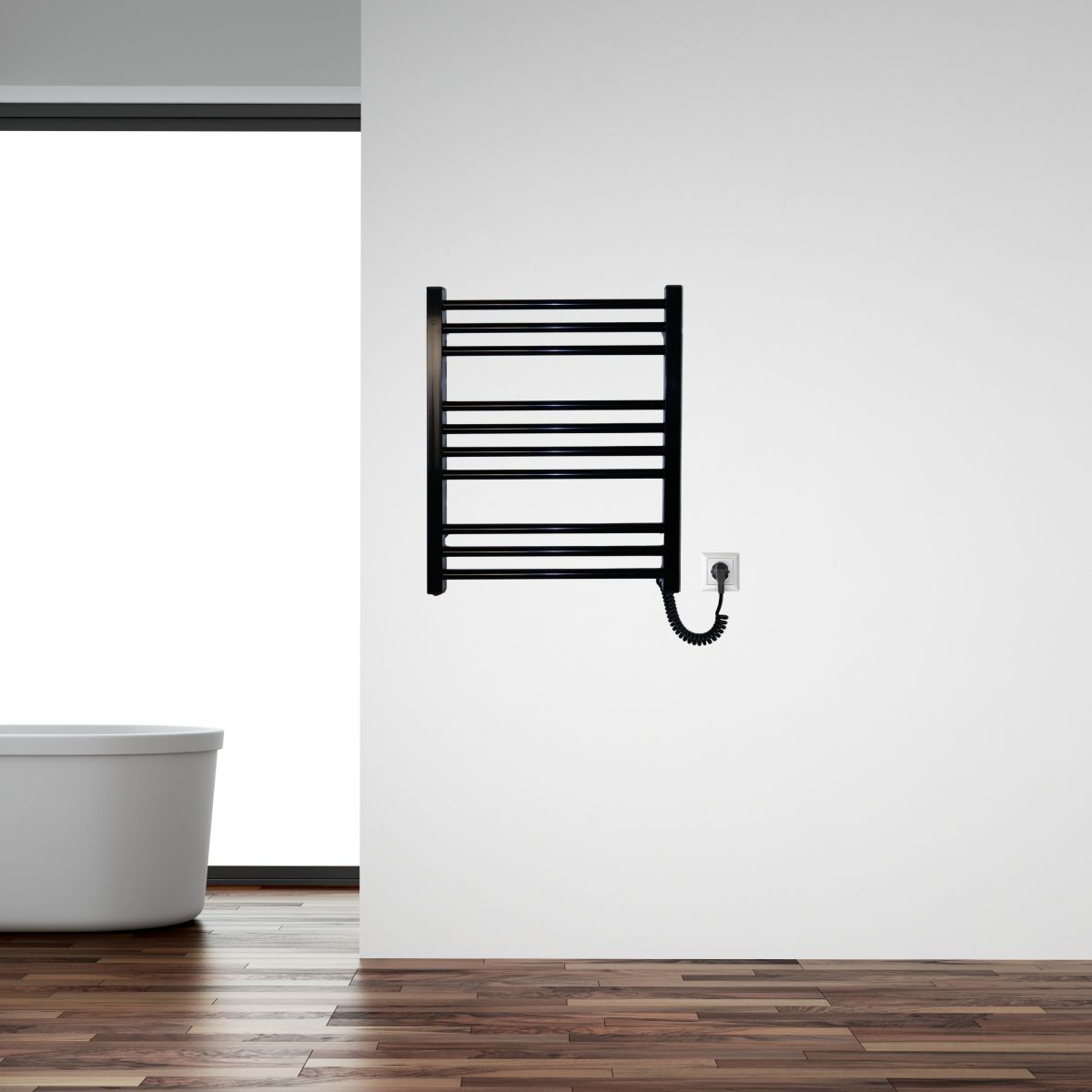 Рушникосушарка електрична Carino ARIANNA з кнопкою Чорний глянець 590*490