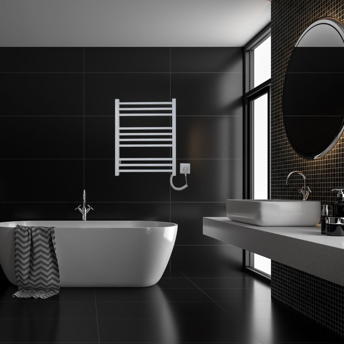 Рушникосушарка електрична Carino ARIANNA з кнопкою Білий глянець 590*490