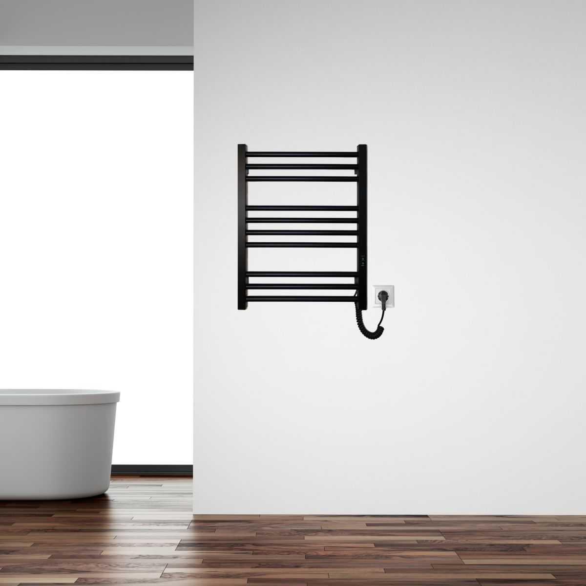 Рушникосушарка електрична Carino ARIANNA з контроллером Чорний матовий 590*490