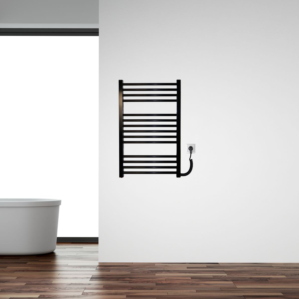 Рушникосушарка електрична Carino ARIANNA з кнопкою Чорний глянець 790*490