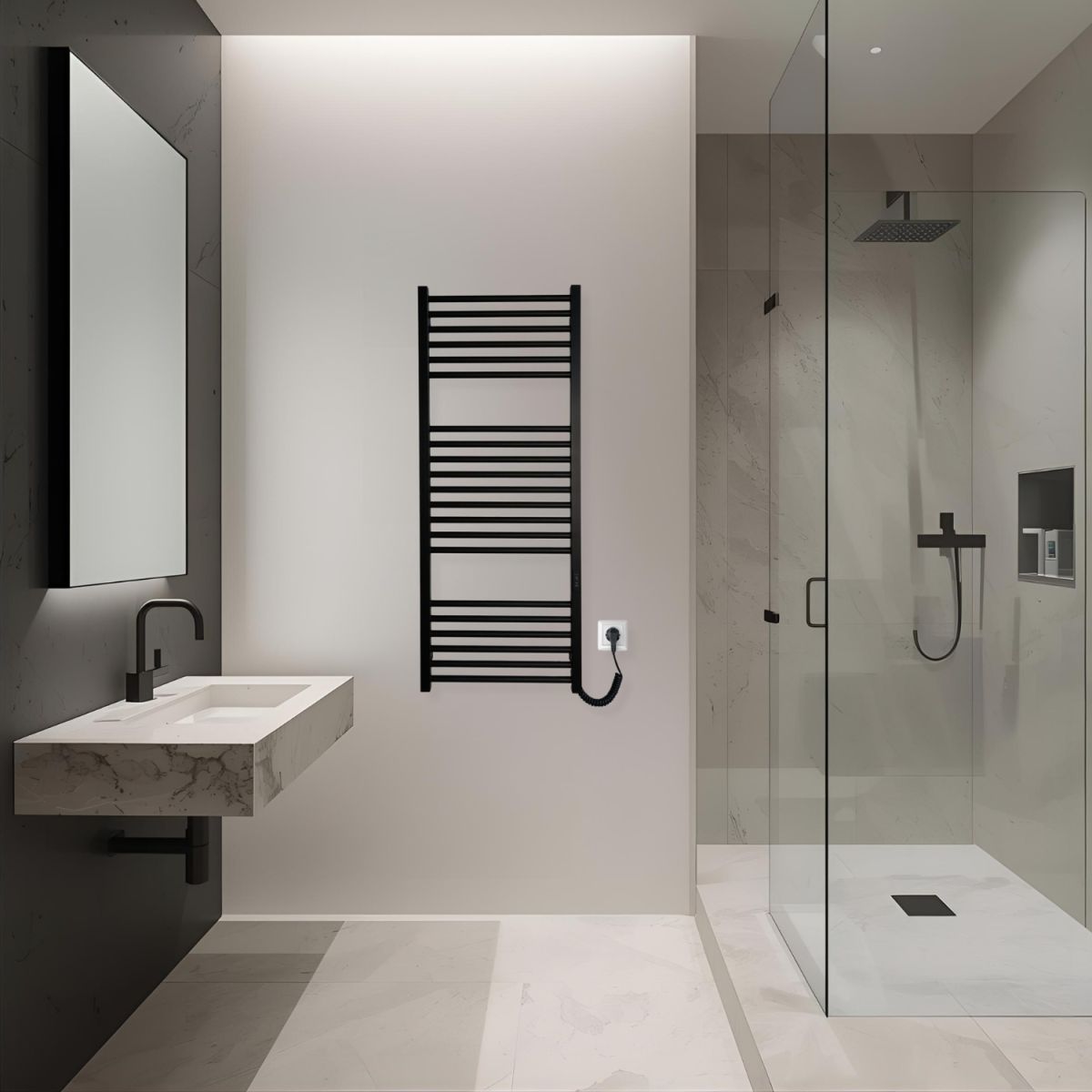 Рушникосушарка електрична Carino ARIANNA з контроллером Чорний матовий 1190*490