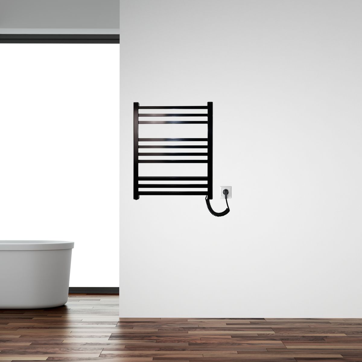 Рушникосушарка електрична Carino LORENZO з кнопкою Чорний глянець 590*490