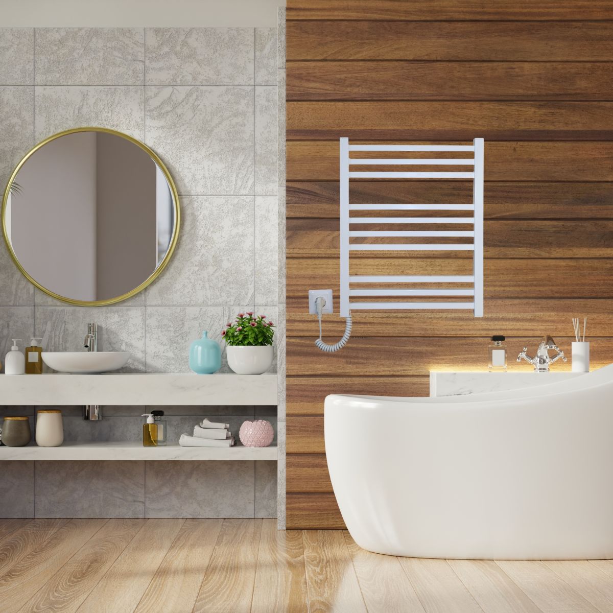 Рушникосушарка електрична Carino LORENZO з кнопкою Білий глянець 590*490