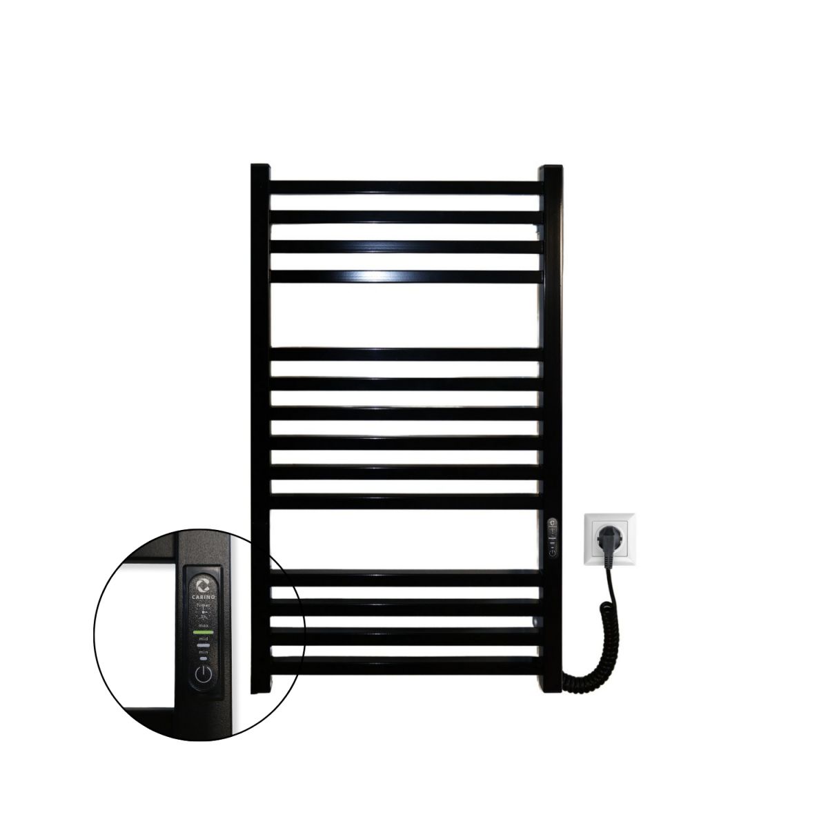 Рушникосушарка електрична Carino LORENZO з контроллером Чорний глянець 790*490