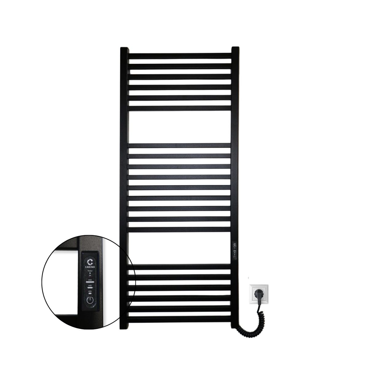 Полотенцесушитель электрический Carino LORENZO с контроллером Черный матовый 1190*490