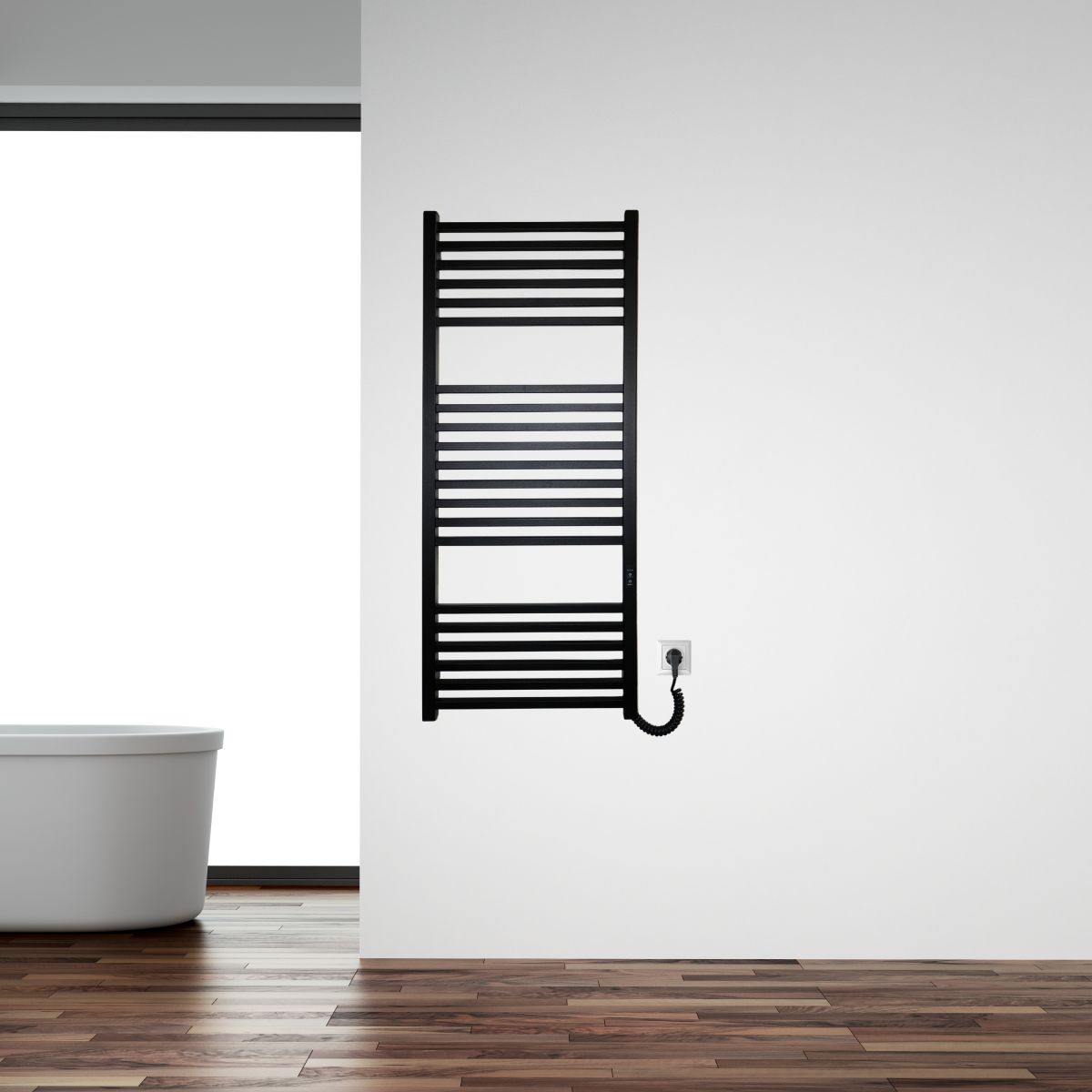 Рушникосушарка електрична Carino LORENZO з контроллером Чорний матовий 1190*490