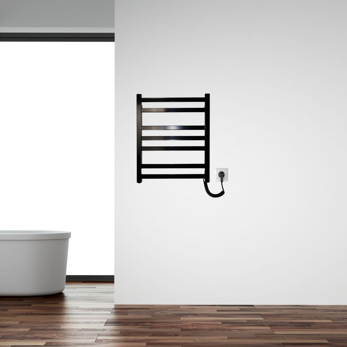 Рушникосушарка електрична Carino RICARDO з кнопкою Чорний глянець 590*490