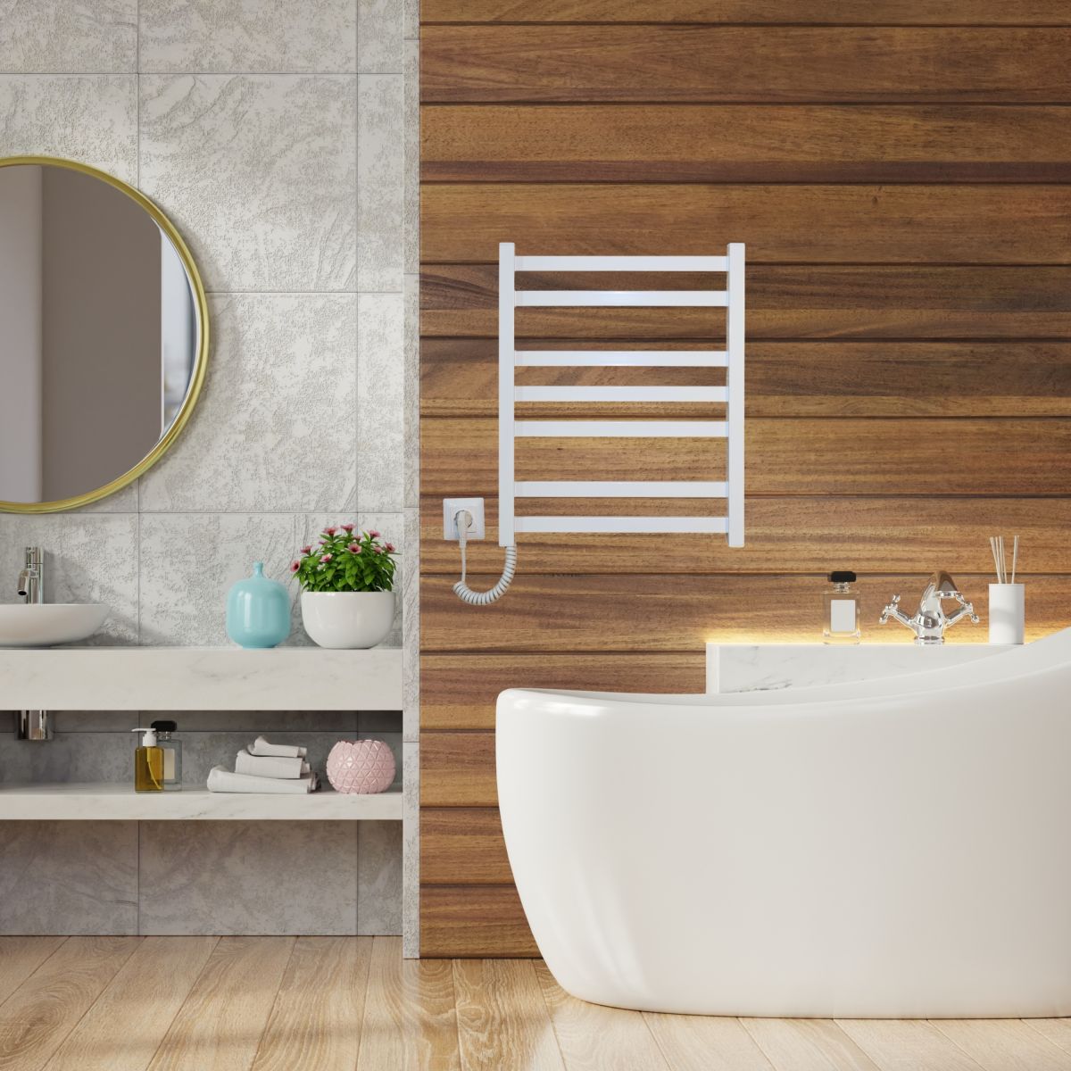 Рушникосушарка електрична Carino RICARDO з кнопкою Білий глянець 590*490