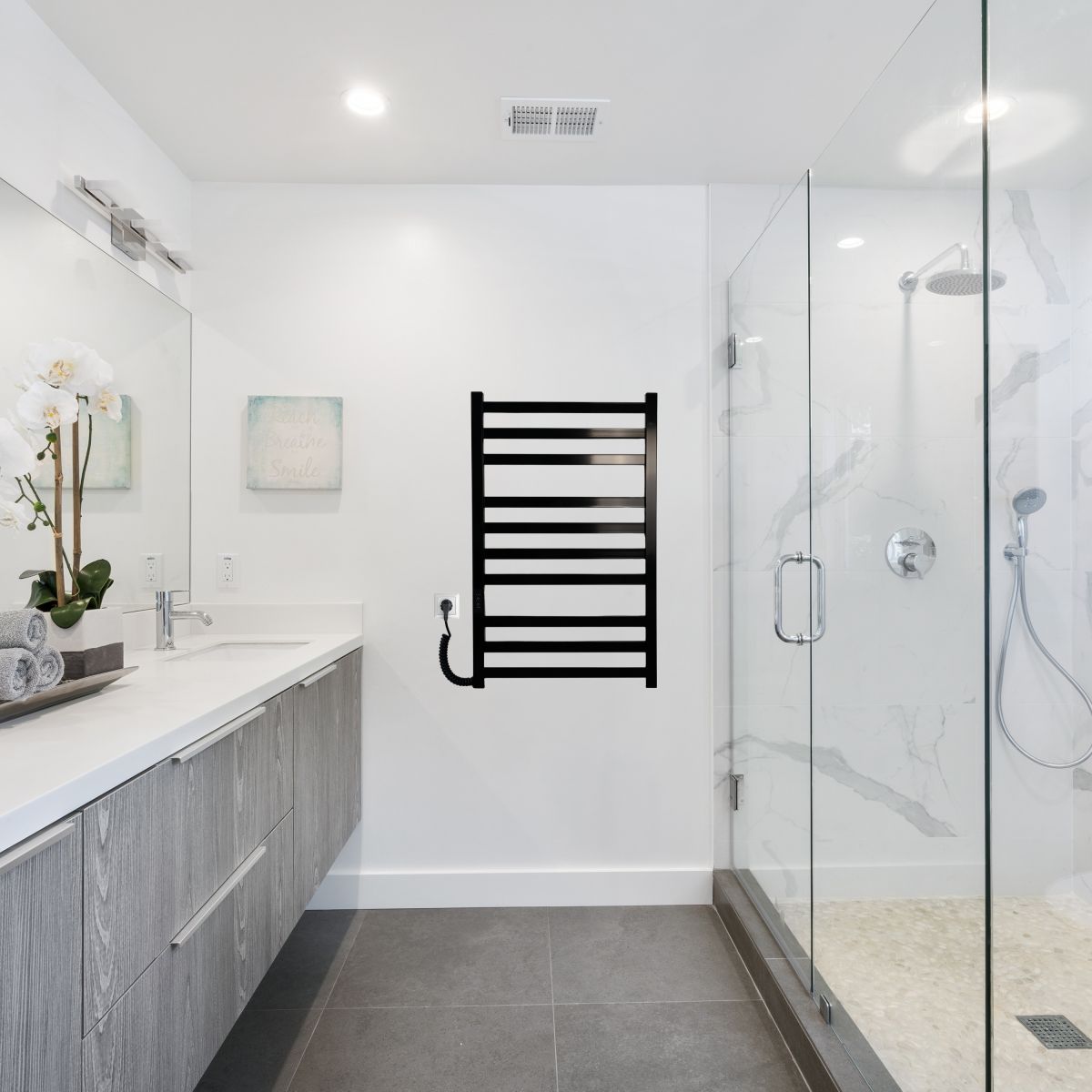 Рушникосушарка електрична Carino RICARDO з контроллером Чорний глянець 790*490