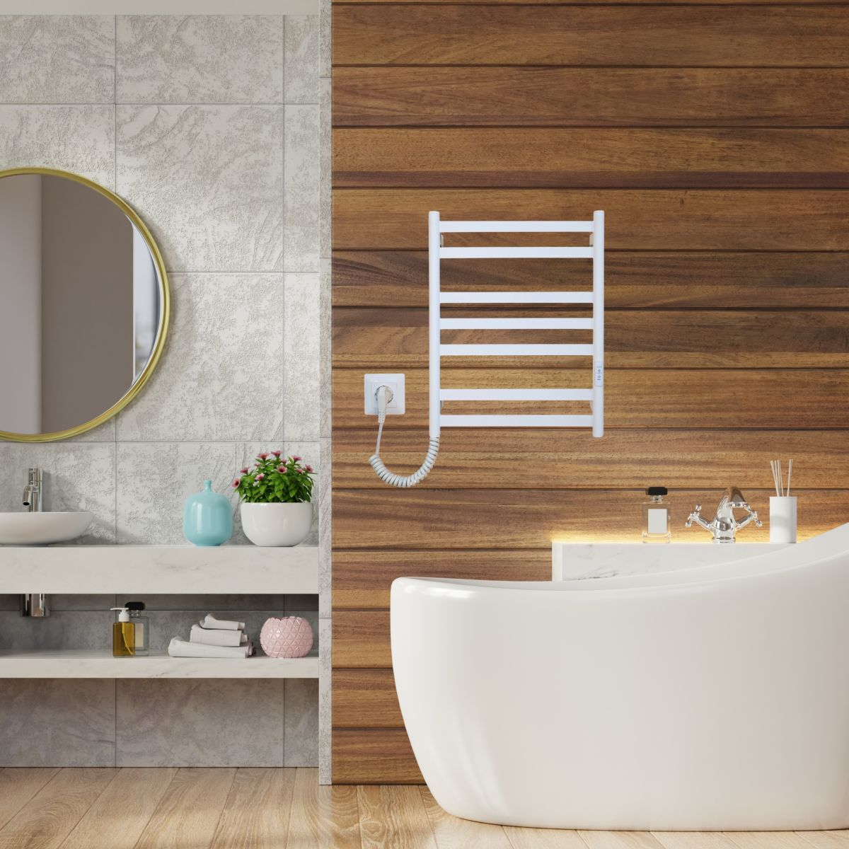 Рушникосушарка електрична Carino MIA з контроллером Білий матовий 590*490