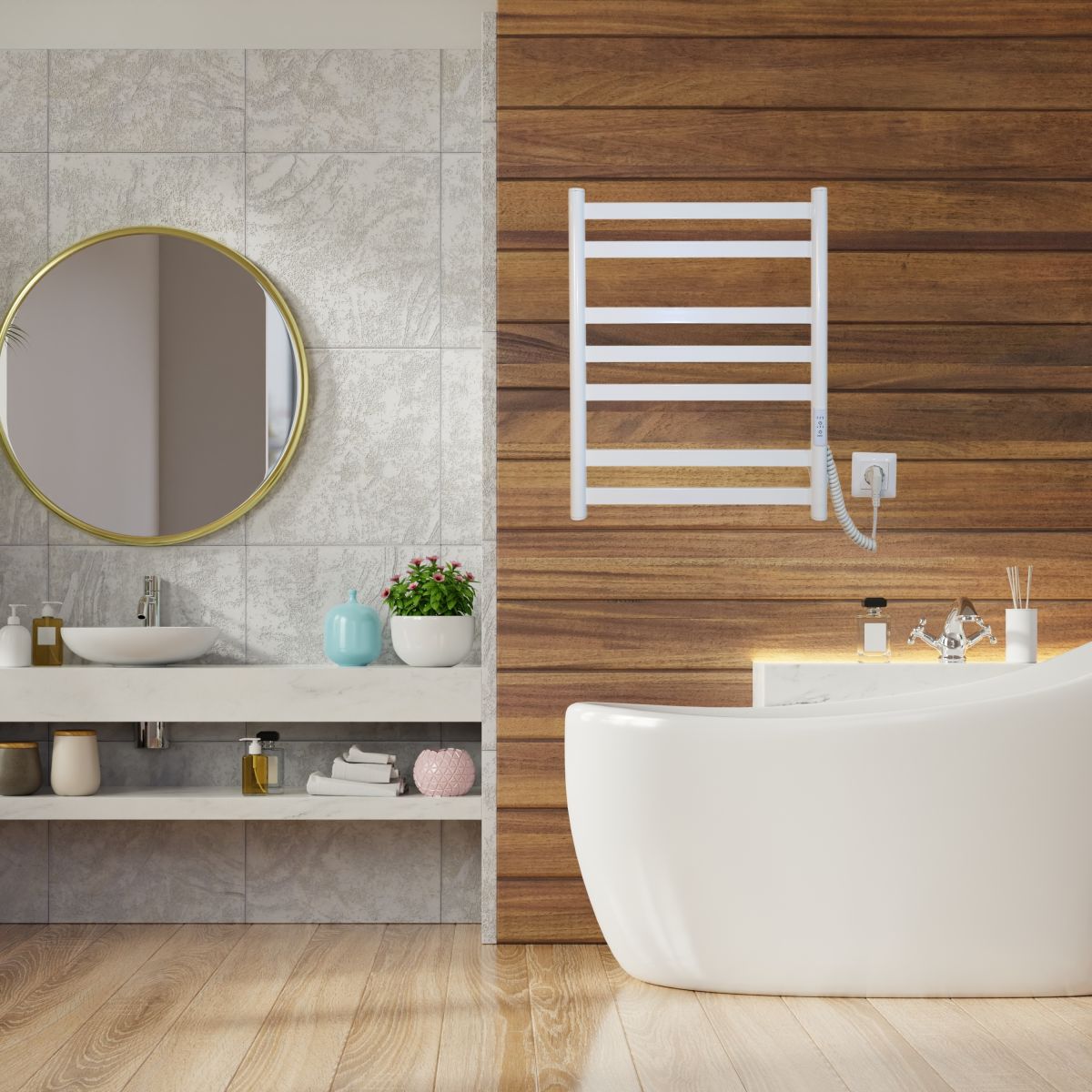 Рушникосушарка електрична Carino MIA з контроллером Білий глянець 590*490