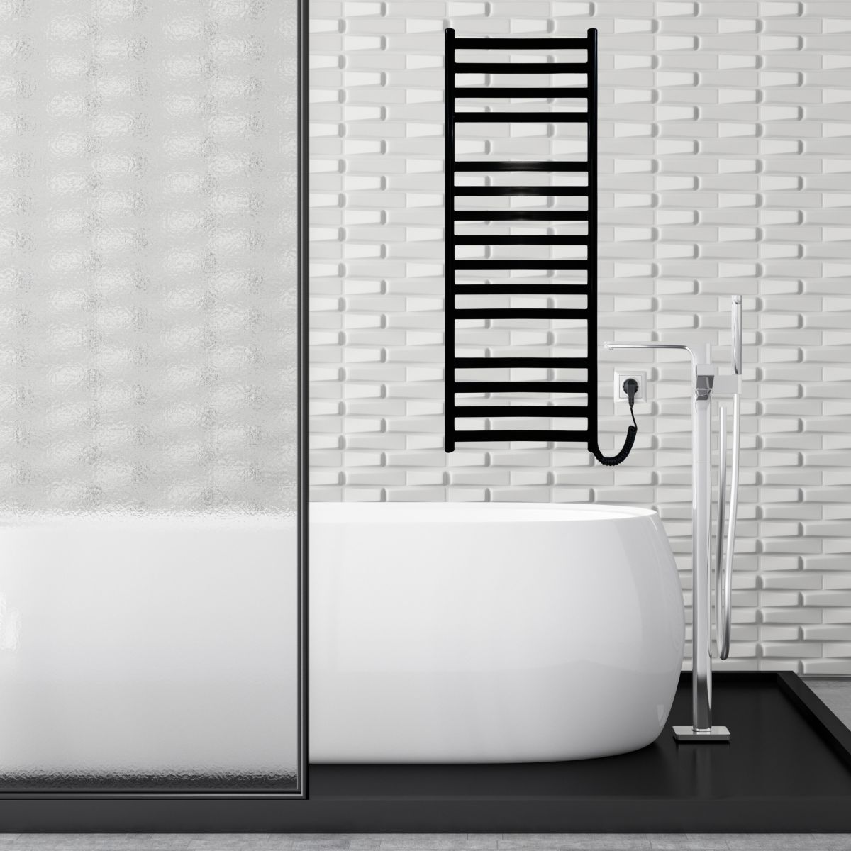 Рушникосушарка електрична Carino MIA з кнопкою Чорний матовий 1190*490