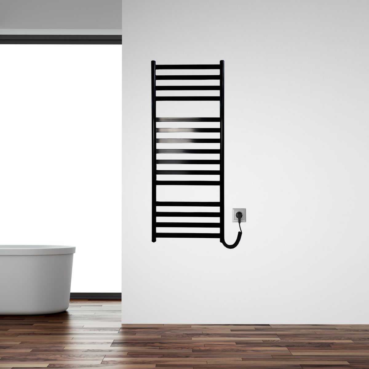 Рушникосушарка електрична Carino MIA з кнопкою Чорний глянець 1190*490