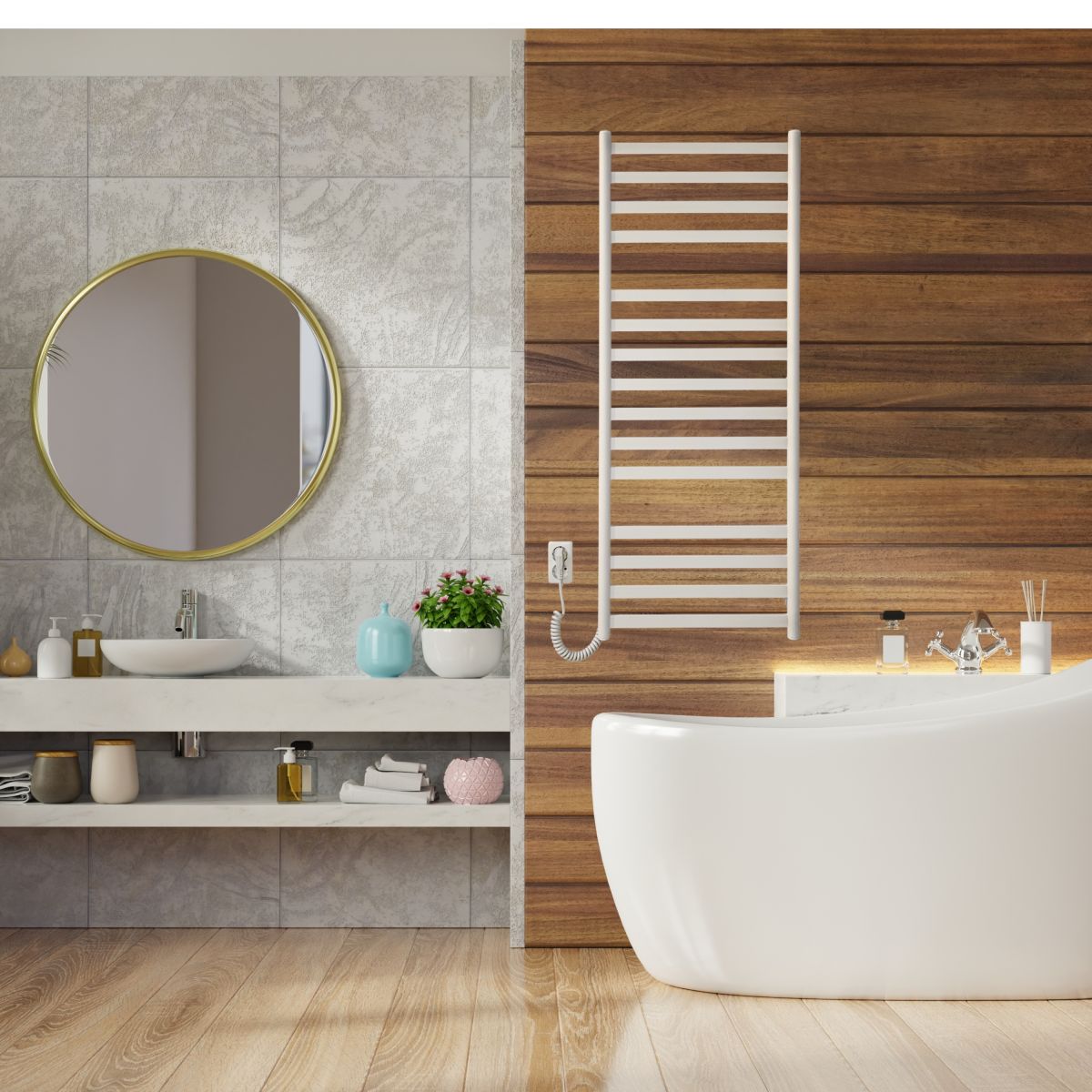 Рушникосушарка електрична Carino MIA з кнопкою Білий матовий 1190*490