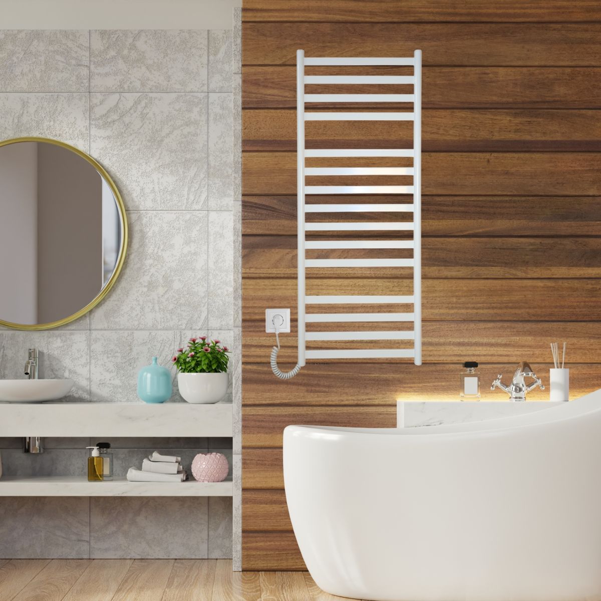 Рушникосушарка електрична Carino MIA з кнопкою Білий глянець 1190*490