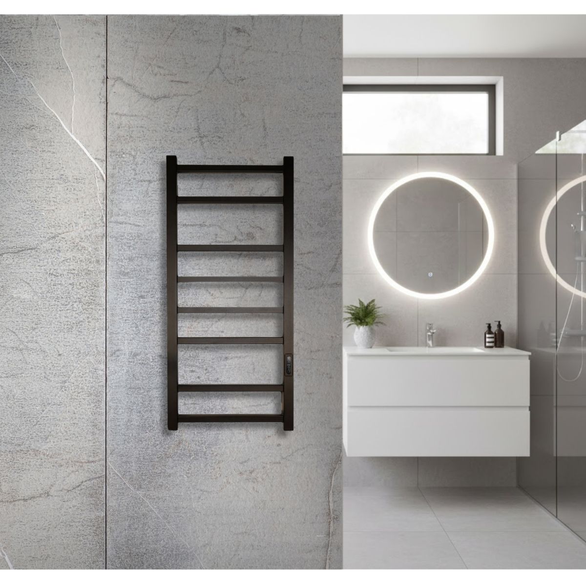 Рушникосушарка електрична Carino FABIA з контроллером Чорний мат 790*370