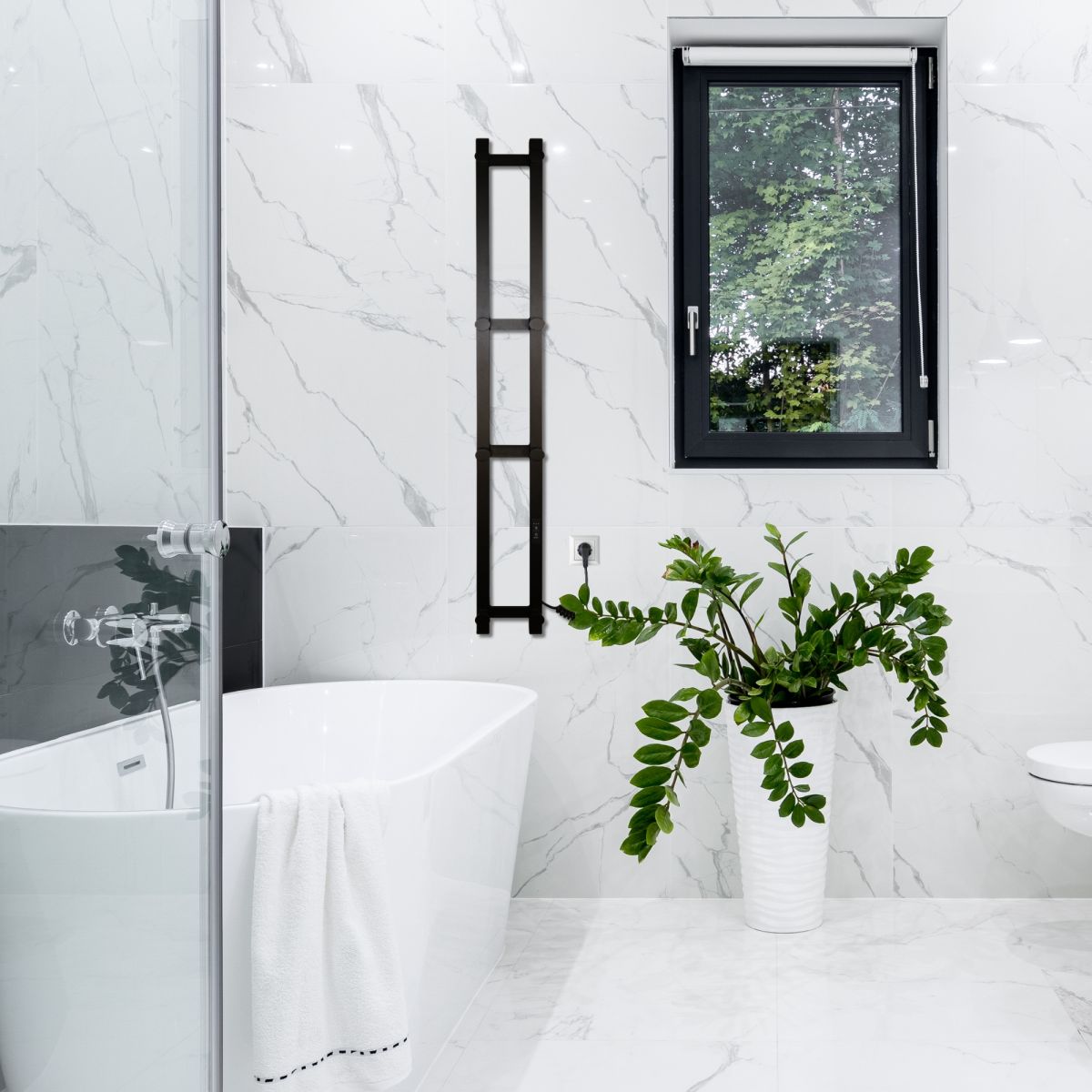 Рушникосушарка електрична Carino LEONE з контроллером Чорний мат 1190*150