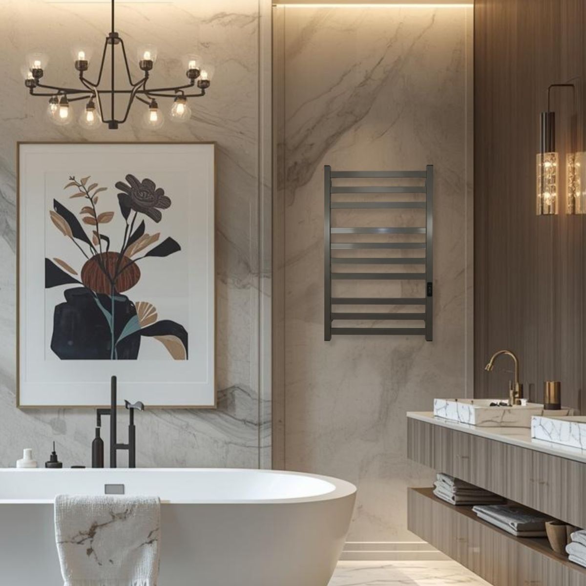 Полотенцесушитель электрический Carino RICARDO с контроллером Серый металлик 790*490