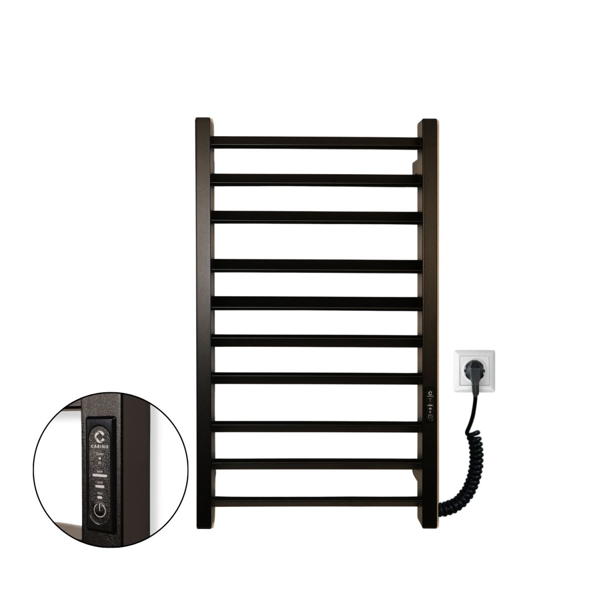 Рушникосушарка електрична Carino ROSA з контроллером Чорний мат 790*490
