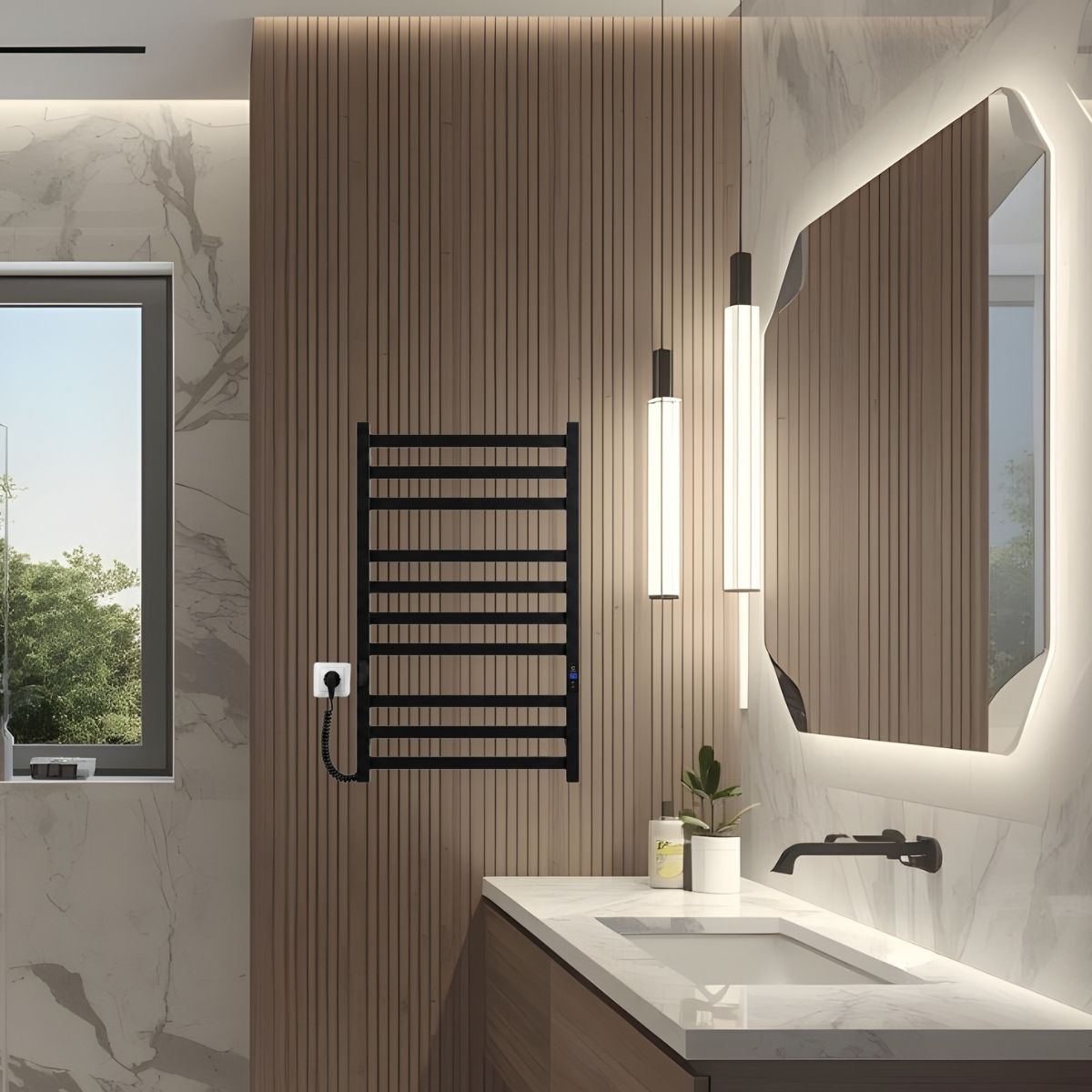 Рушникосушарка електрична Carino RICARDO з дисплеєм Чорний матовий 790*490