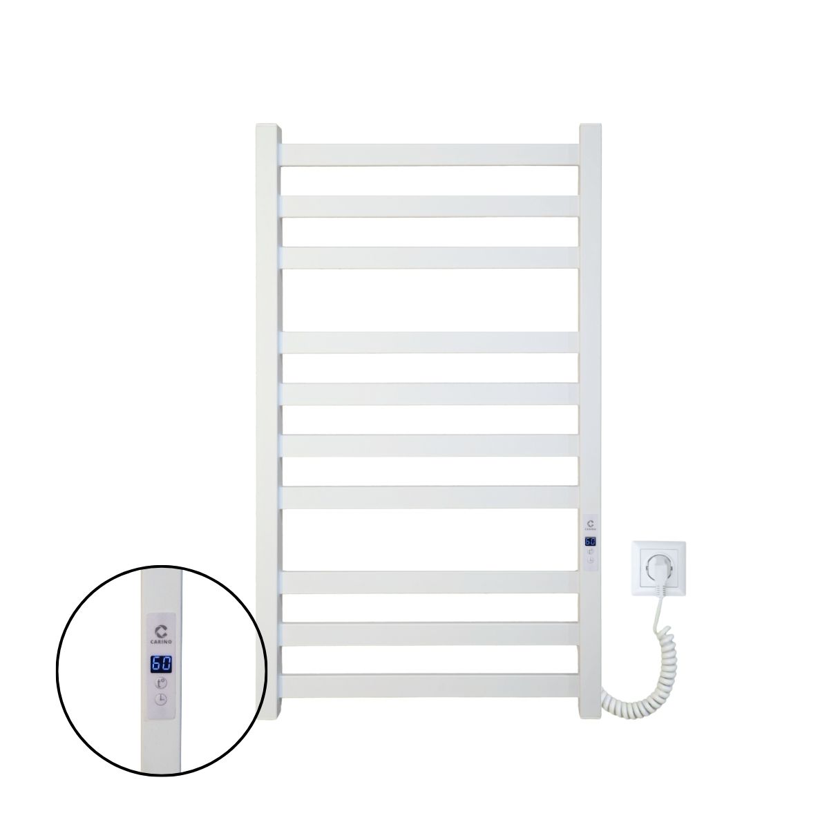 Рушникосушарка електрична Carino RICARDO з дисплеєм Білий матовий 790*490