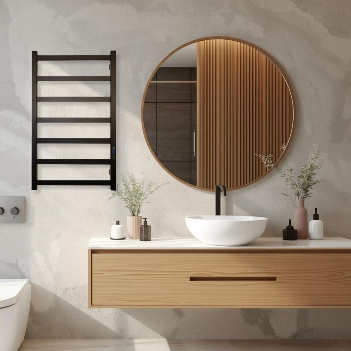 Полотенцесушитель электрический Carino LUNA с дисплеем Черный мат 790*490