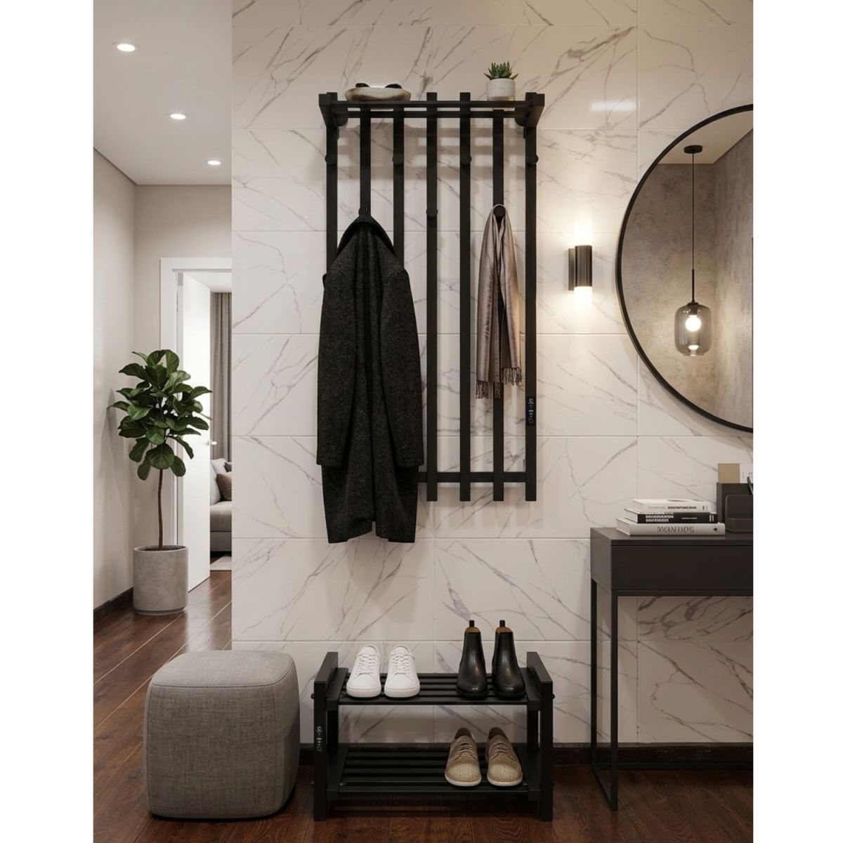 Электрическая сушилка для одежды Carino с контроллером Черный мат 1190*600