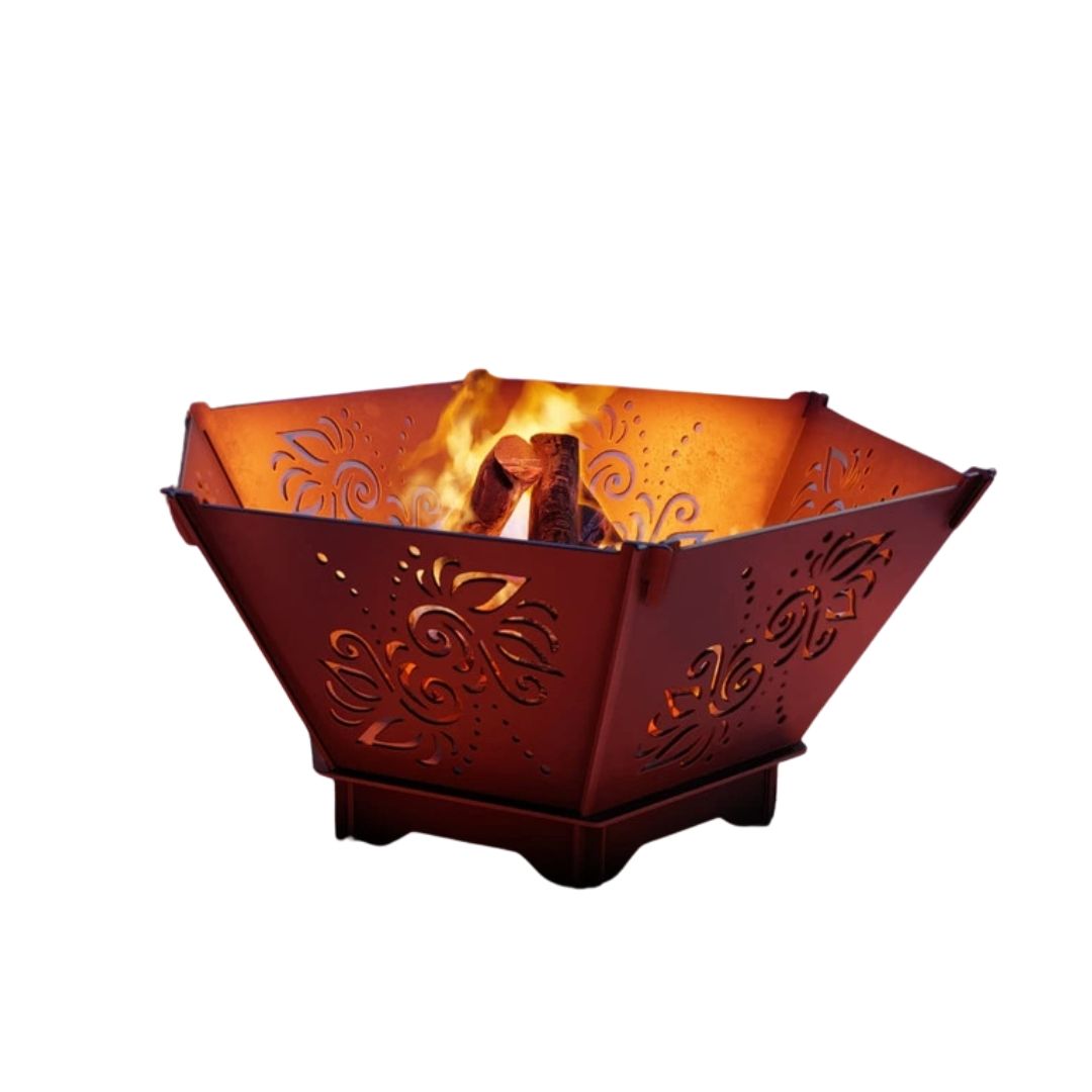 Чаша для вогнища Carino шестигранна розбірна V3 з решіткою гриль 760х707х333 мм, метал 3 мм без покриття