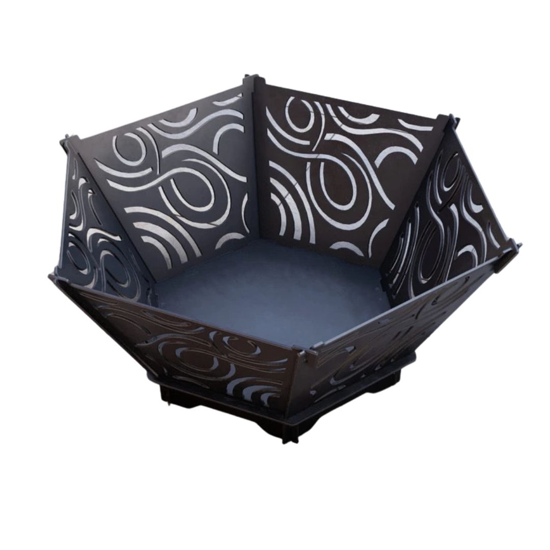 Чаша для вогнища Carino шестигранна розбірна V4 з решіткою гриль 760х707х333 мм, метал 3 мм без покриття