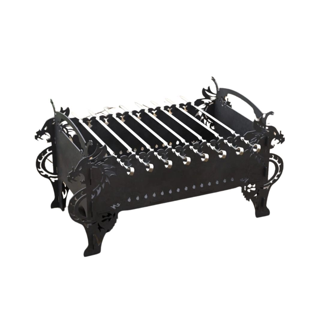 Мангал-гриль Carino Дракон розбірний 720х317х347 мм, метал 3 мм без покриття