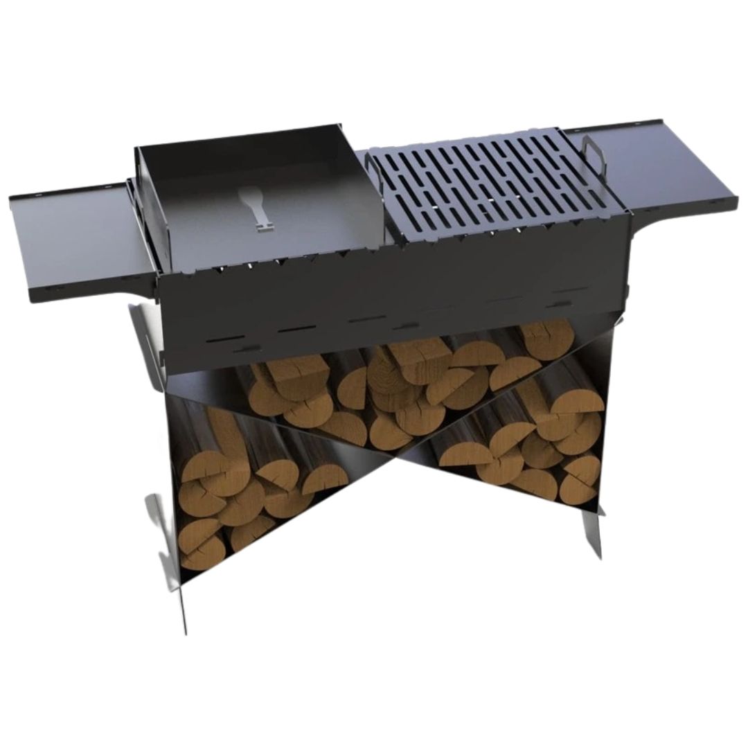 Мангал-гриль Carino Brazier X V1 Полоска розбірний з грилем 1212х370х820 мм, метал 3 мм без покриття