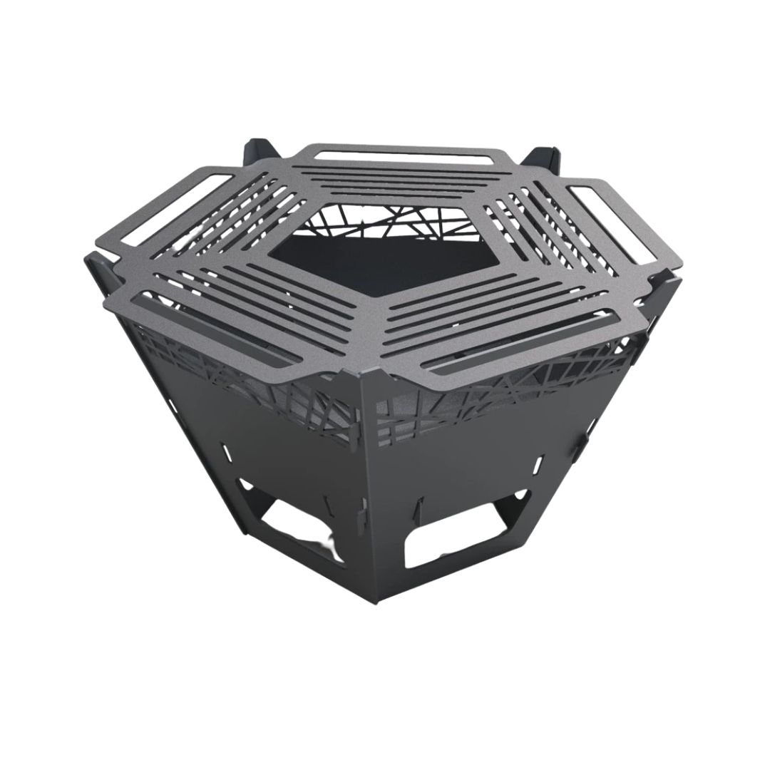 Чаша для вогнища Carino з грилем п’ятигранна з декором розбірна 800х780х480 мм, метал 3 мм без покриття