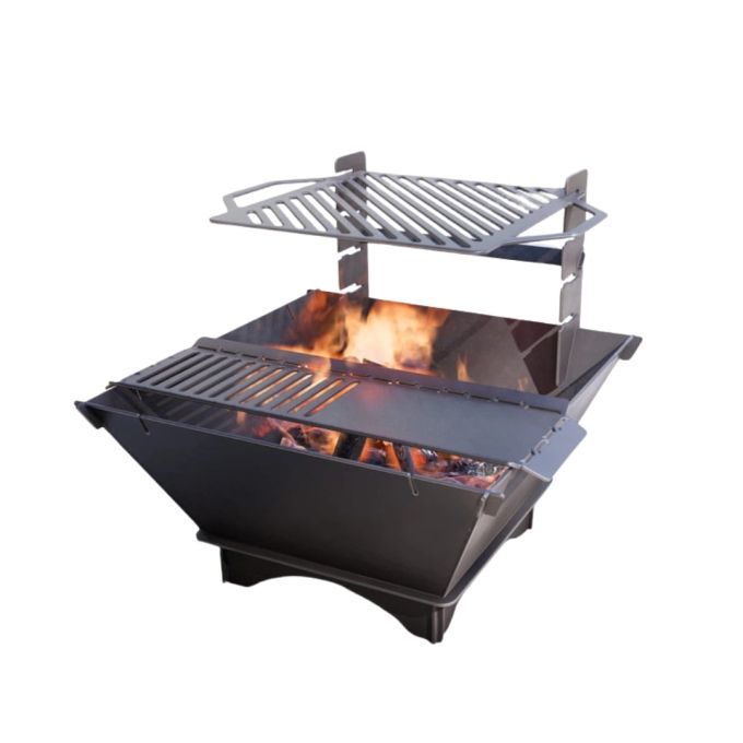 Чаша для вогнища Carino квадратна розбірна V1 з решіткою гриль 800х750х680 мм, метал 3 мм без покриття