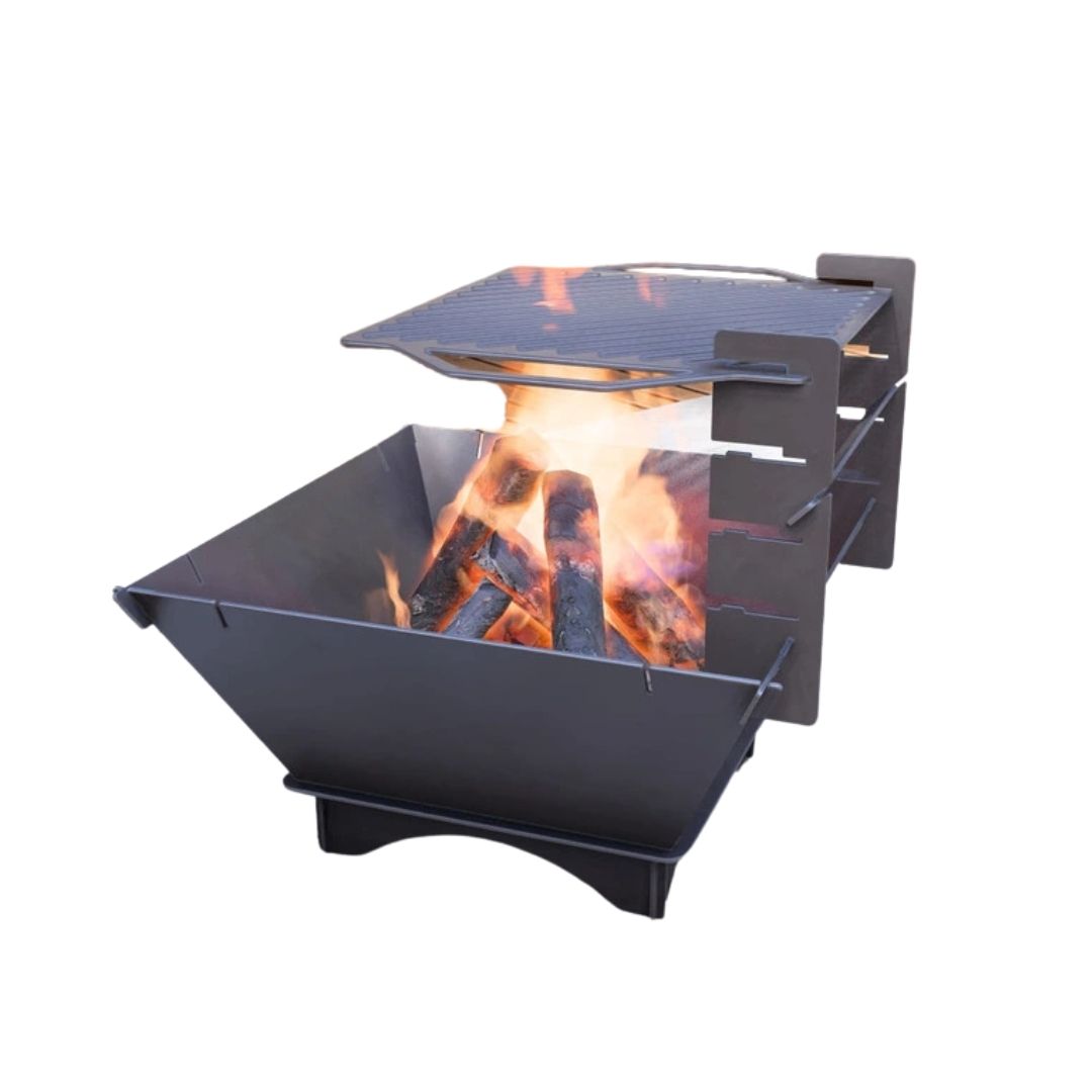 Чаша для вогнища Carino квадратна розбірна V1 з решіткою гриль 800х750х680 мм, метал 3 мм без покриття