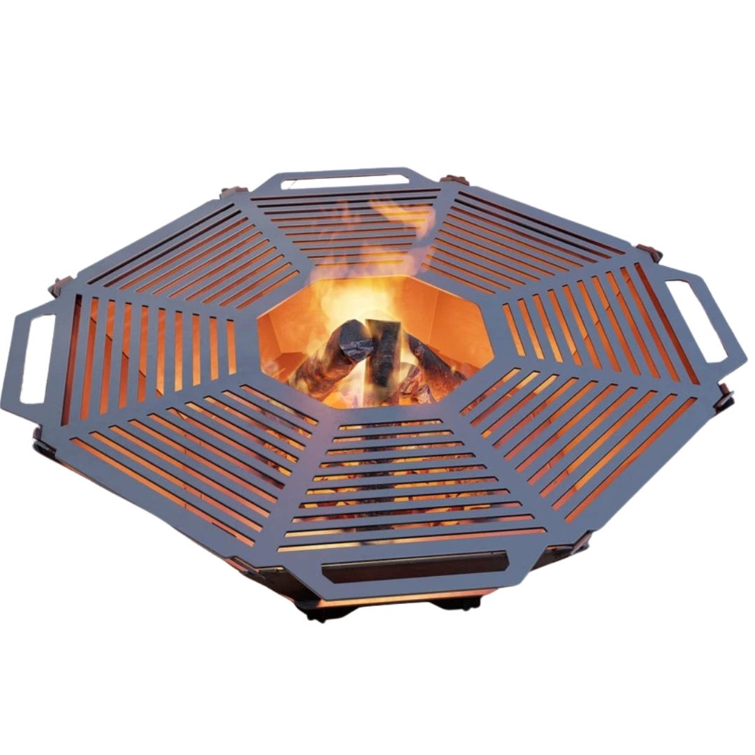 Чаша для вогнища Carino восьмигранна розбірна V1 з решіткой гриль 1040х1040х300 мм, метал 3 мм без покриття