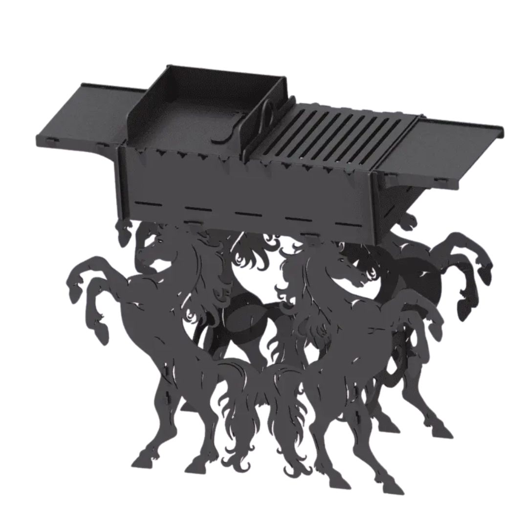 Мангал-гриль Carino Коні розбірний 1014х333х964 мм, метал 3 мм