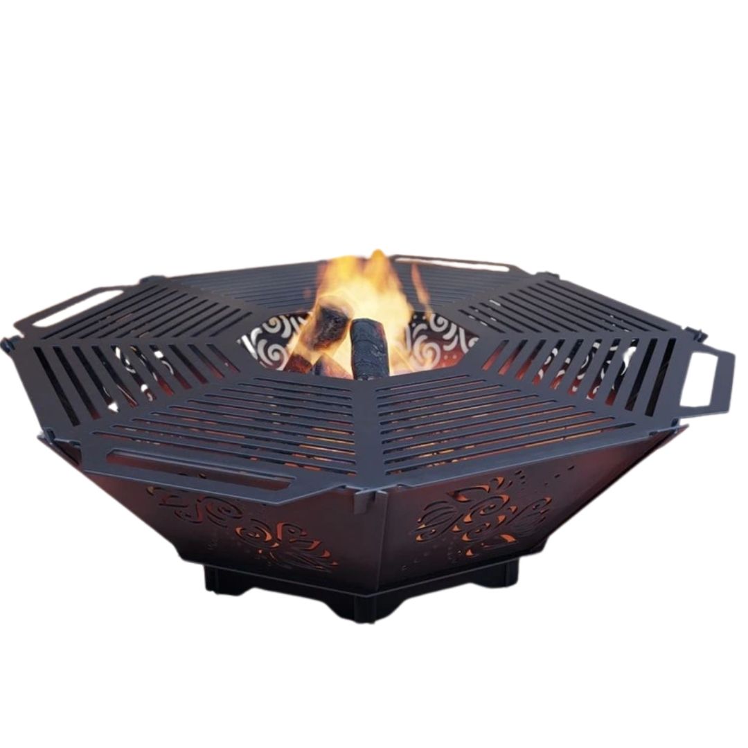 Чаша для вогнища Carino восмингранна розбірна V4 з решіткой гриль 1040х1040х300 мм, метал 3 мм без покриття