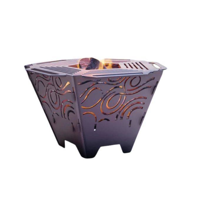 Чаша для вогнища Carino п’ятигранна розбірна V6 з решіткой гриль 802х787х480 мм, метал 3 мм без покриття