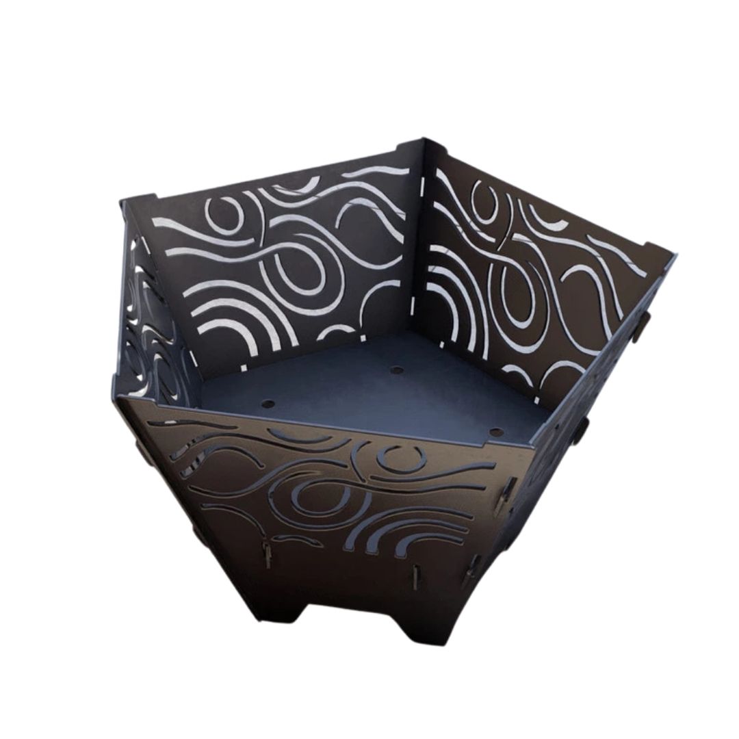 Чаша для вогнища Carino п’ятигранна розбірна V6 з решіткой гриль 802х787х480 мм, метал 3 мм без покриття