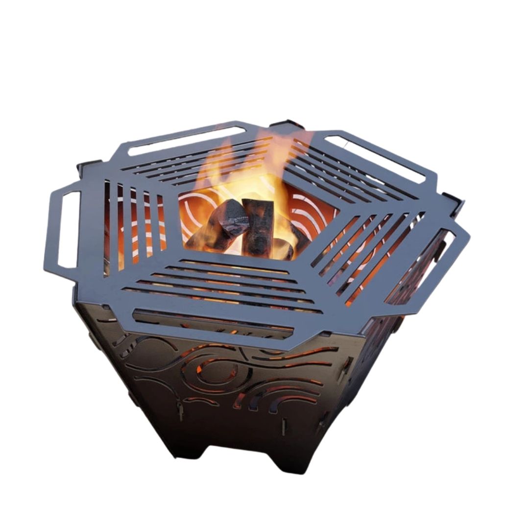 Чаша для вогнища Carino п’ятигранна розбірна V6 з решіткой гриль 802х787х480 мм, метал 3 мм без покриття