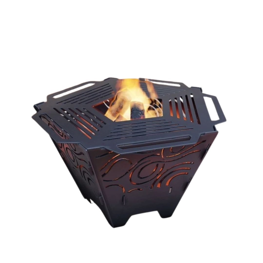 Чаша для вогнища Carino п’ятигранна розбірна V6 з решіткой гриль 802х787х480 мм, метал 3 мм без покриття