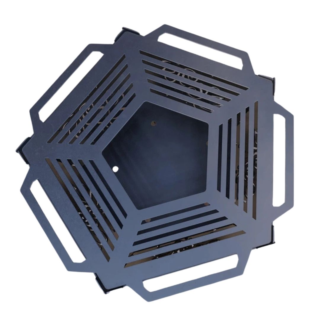 Чаша для вогнища Carino п’ятигранна розбірна V6 з решіткой гриль 802х787х480 мм, метал 3 мм без покриття