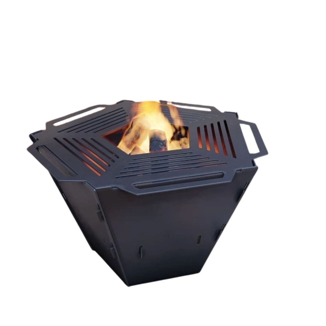 Чаша для вогнища Carino п’ятигранна розбірна V1 з решіткой гриль 802х787х480 мм, метал 3 мм без покриття