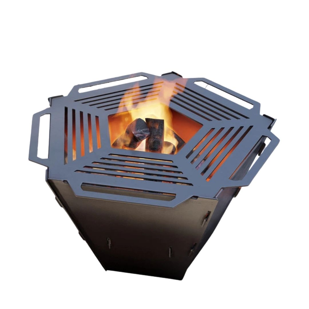Чаша для вогнища Carino п’ятигранна розбірна V1 з решіткой гриль 802х787х480 мм, метал 3 мм без покриття