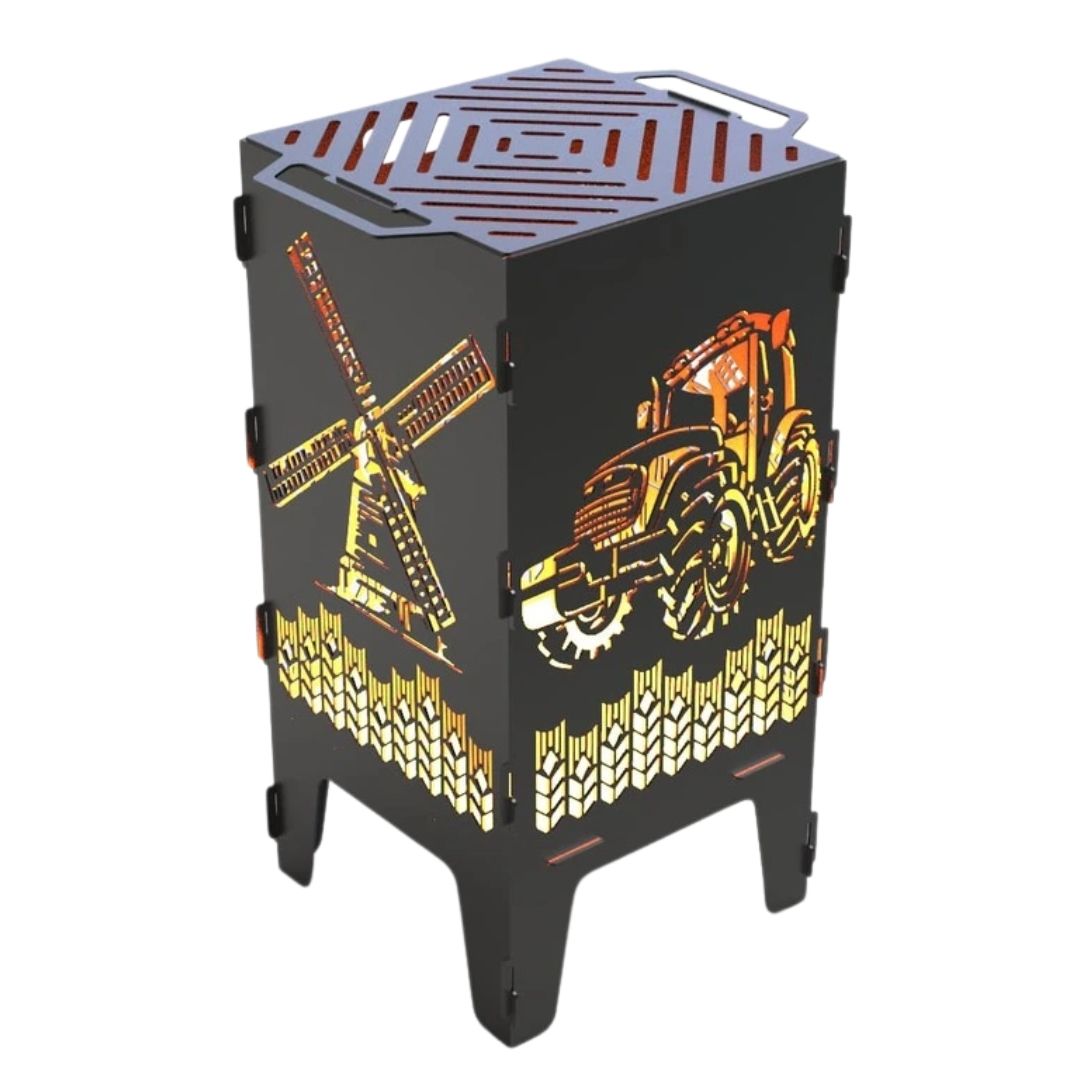 Мангал-барбекю Carino Трактор і Млин розбірний 470х380х753 мм, метал 3 мм без покриття