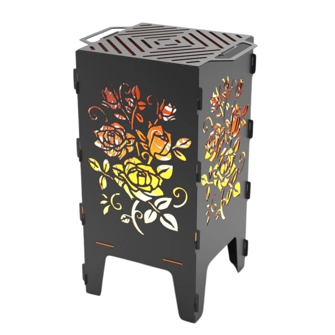 Мангал-барбекю Carino Троянди розбірний 470х380х753 мм, метал 3 мм без покриття