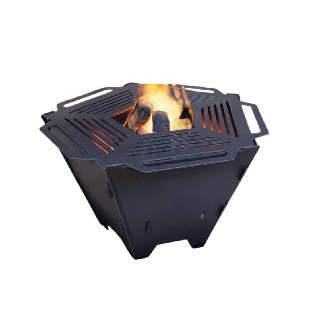 Чаша для вогнища Carino п’ятигранна розбірна V2 з решіткой гриль 802х787х480 мм, метал 3 мм