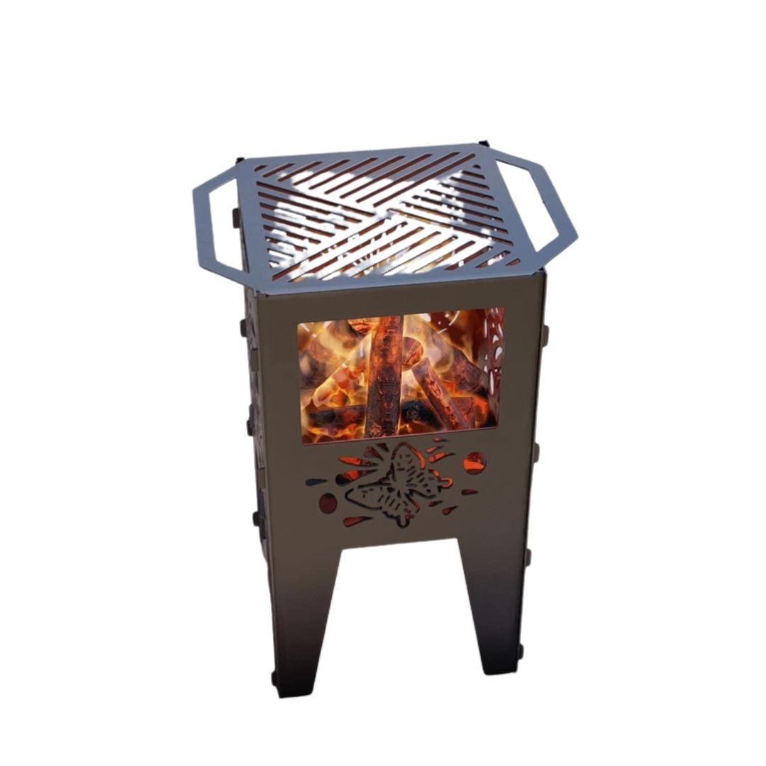 Кошик з грилем мангал-барбекю Метелик V2 513х393х750 мм, метал 3 мм без покриття