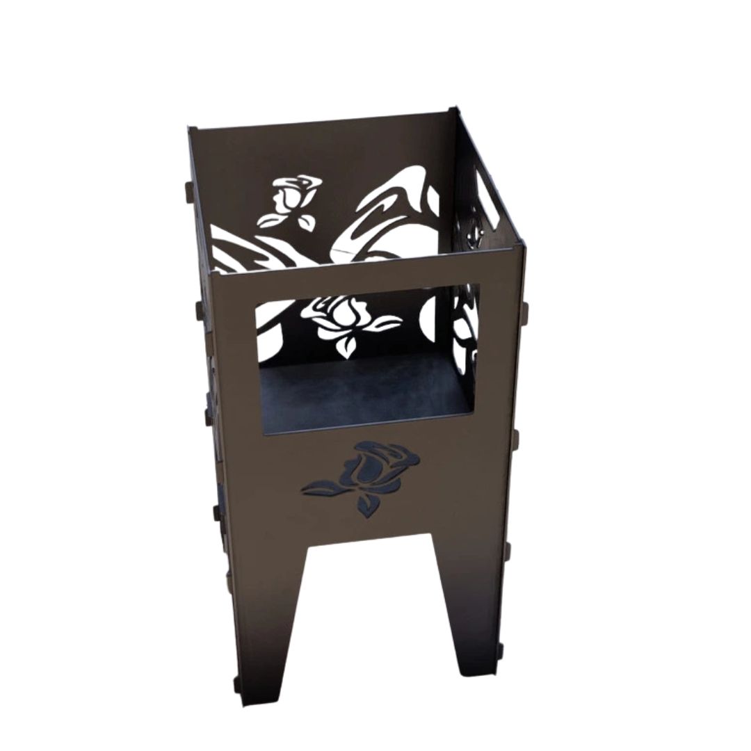 Кошик з грилем мангал-барбекю Троянди V2 513х393х750 мм, метал 3 мм без покриття