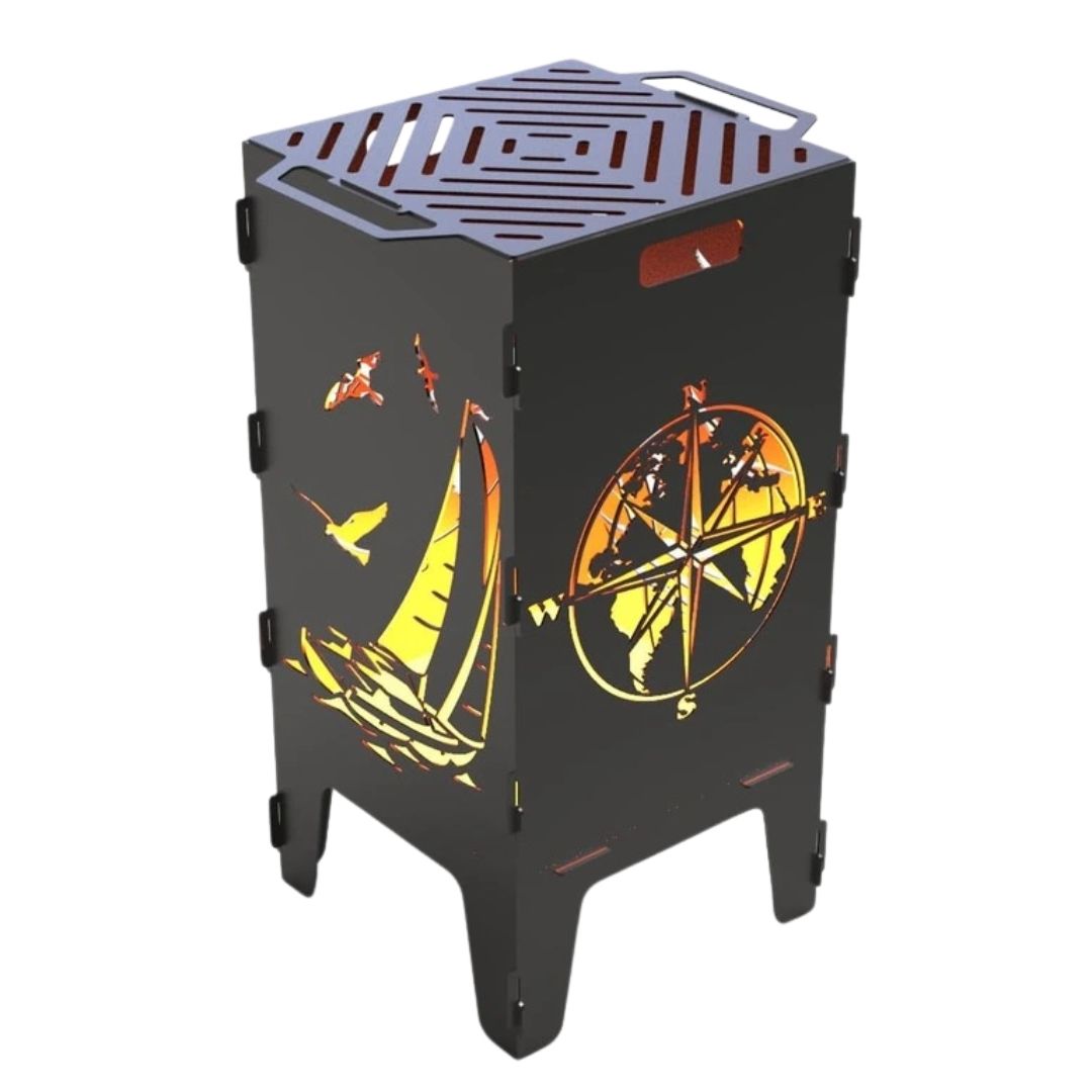 Мангал-барбекю Carino Компас і Вітрильник розбірний 470х380х753 мм, метал 3 мм без покриття